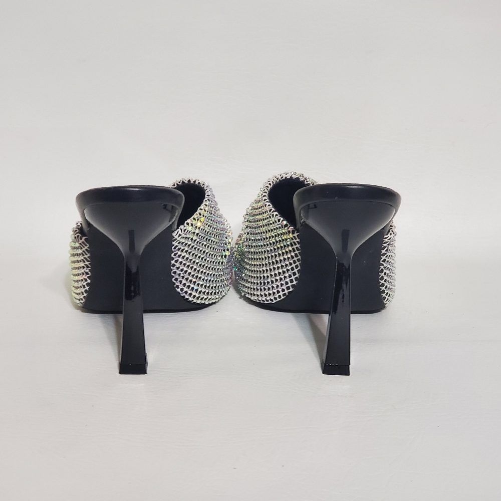 Liliana Black and Silver Fishnet Women's Heels - Picture 4 of 7
